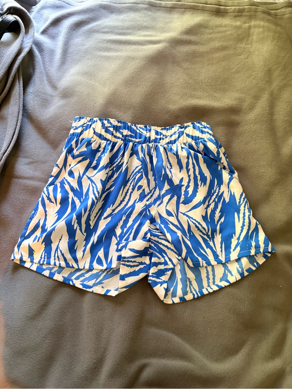 Tyche Blue and White Printed Athletic Shorts